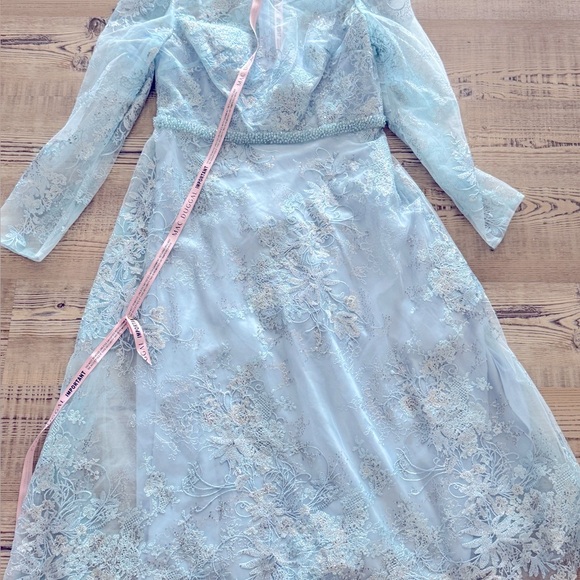 Mac Duggal Light Blue Floral Maxi Dress - Picture 11 of 12